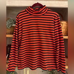 Vintage Chaus Sport Red and Navy Striped mock turtleneck